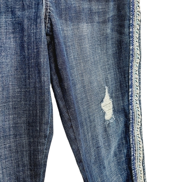 Laurie Felt Classic Girlfriend Jeans Size 6 Stretch Denim Embellished Stripe EUC - Picture 5 of 16